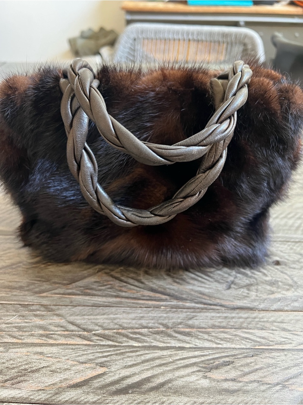 By Paola Del Lungo Brown mink bag made in Italy Fur Leather by Paola Del Lungo